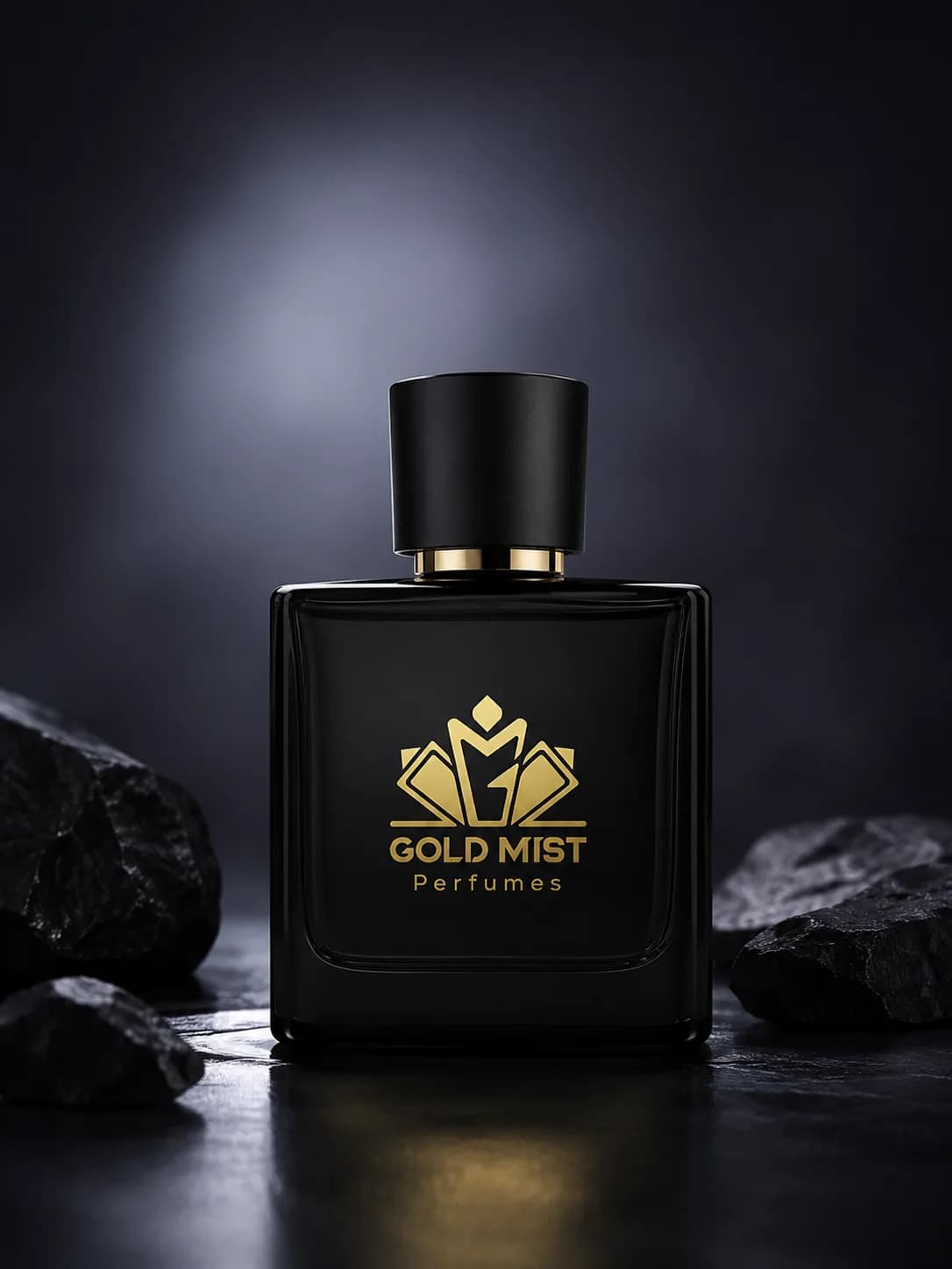 Gold Mist signature bottle on dark stone